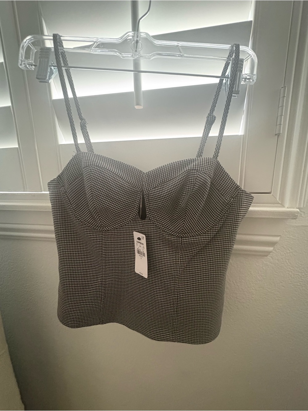 Express Black and White Gingham Bustier Cami